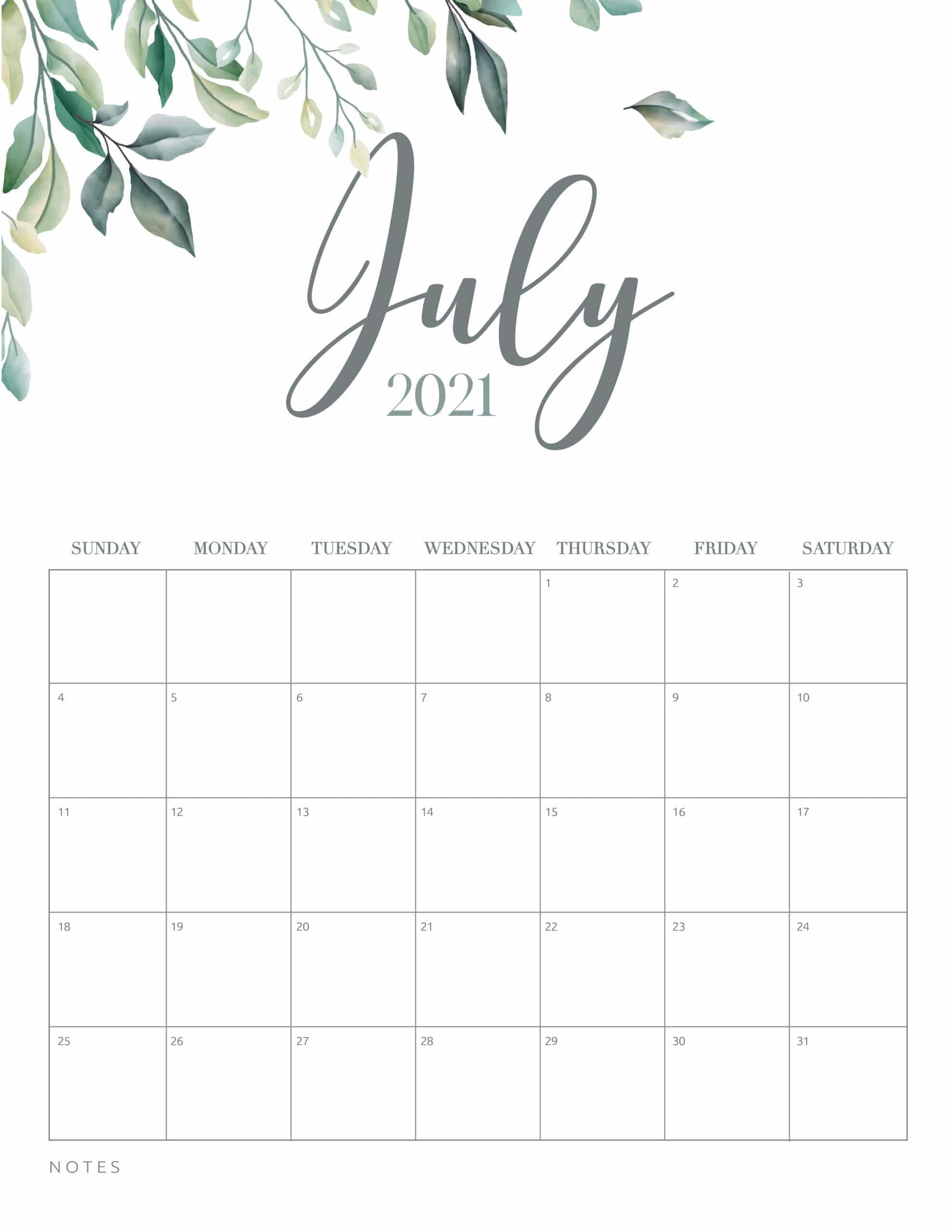 Free Printable July 2021 Calendar Template | Free printable calendar