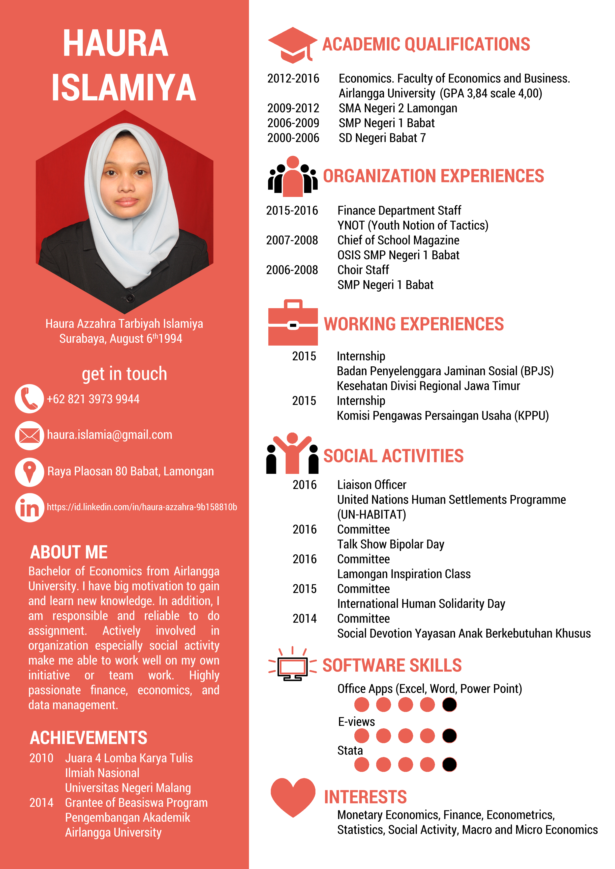 CV for Haura | Resume design template, Resume design free, Resume